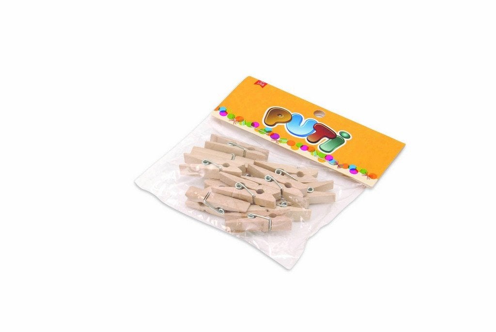 Puti Ahşap Büyük Mandal Natural 12'li