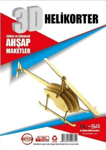 İş Teknik Ahşap Maket 3d Helikopter