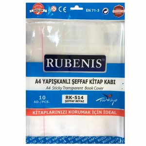 Rubenis Hazır Kaplık Kitap Kabı Yapışkanlı 10 Lu A4 Şeffaf Beyaz