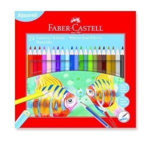 Faber Castell Aquarel Sulu Kuru Boya Kalemi Karton Kutu 24 Renk