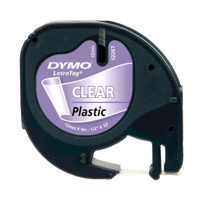 Dymo Letratag Şerit Plastik 12MMx4 MT Şeffaf Üzerine Siyah