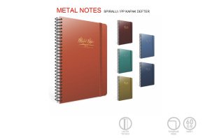 Gıpta Metal Notes Spiralli Plastik Kapak 17X24 80 Yp. Çizgili Defter