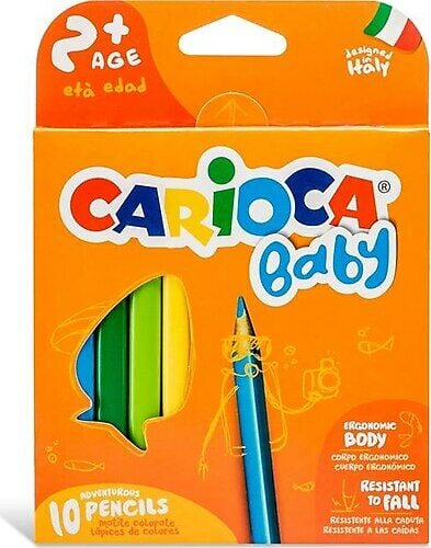 Carioca Jumbo Bebek Üçgen Kuru Boya Kalemi 10 Lu 2+Yaş