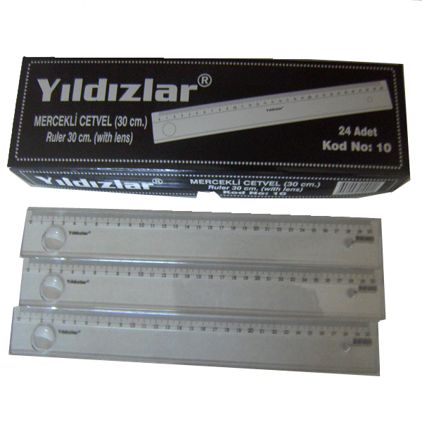Yıldızlar Standart Cetvel Plastik Mercekli 30 CM