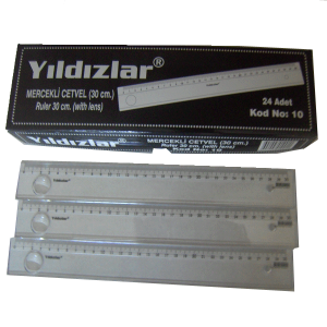 Yıldızlar Standart Cetvel Plastik Mercekli 30 CM
