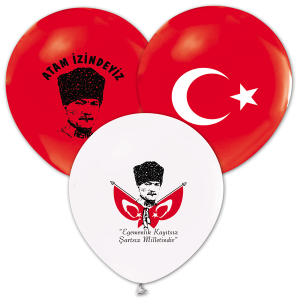 Balonevi Ata Bayrak Baskılı Balon 12'' 100'lü