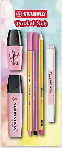 Stabilo Fosforlu Kalem Tek Renk Pastel Set 6 Lı Pembe