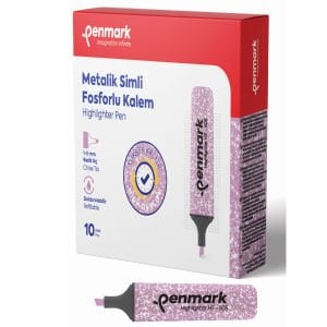 Penmark Fosforlu Kalem Metalik Simli Pembe