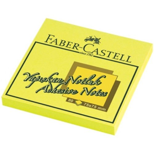 Faber Castell Yapışkanlı Not Kağıdı 75x75 mm Fosforlu Sarı