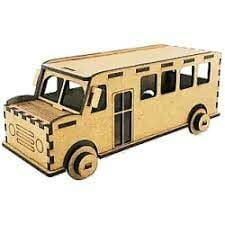 Giftölye 3D Ahşap Eko Boyama Seti Otobüs