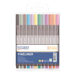 Gıpta Fineliner Keçe Uçlu Kalem 0.4 mm Üçgen 12 Renk K602