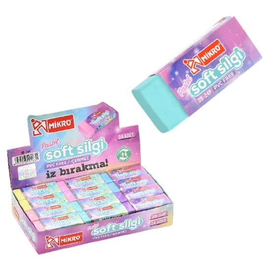 Mikro Silgi Pastel Renkli 2B-24P