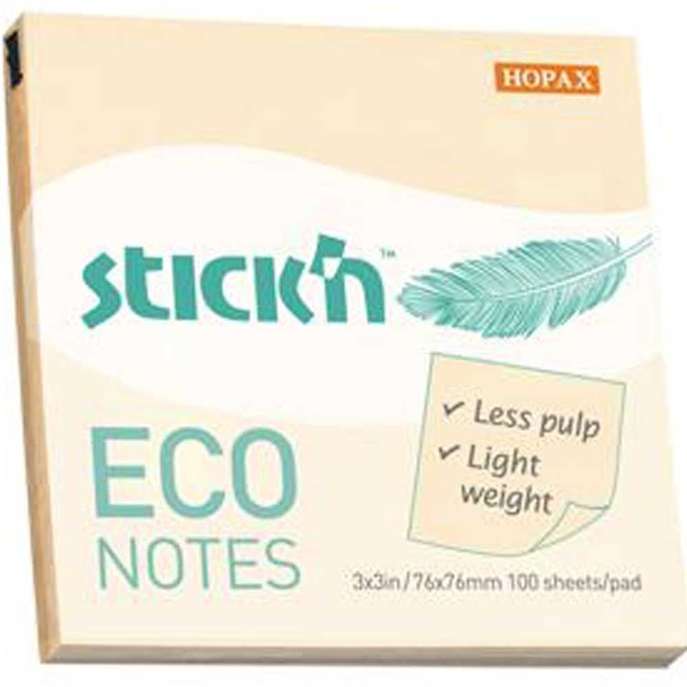 Hopax Stıckn Yapışkanlı Not Kağıdı 100 YP 76x76 Eco Pastel Sarı