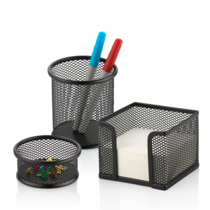 Lacco Metal File Masa Seti Kalemlik+Ataşlık+Kağıtlık Siyah