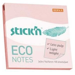 Hopax Stıckn Yapışkanlı Not Kağıdı 100 YP 76x76 Eco Pastel Pembe