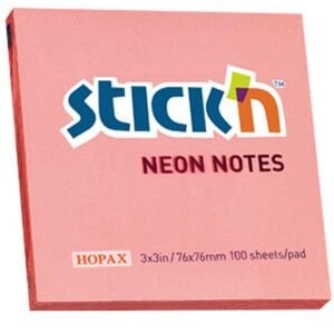 Hopax Stıckn Yapışkanlı Not Kağıdı 100 YP 76x76 Neon Pembe