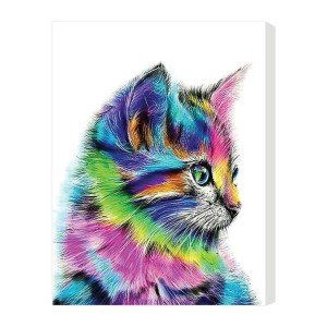 Rubenis Neon Kedi Sayılarla Tuval Boyama Seti 30x40 Fırça ve Boya Hediyeli