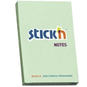 Hopax Stıckn Yapışkanlı Not Kağıdı 100 YP 76x51 Pastel Yeşil