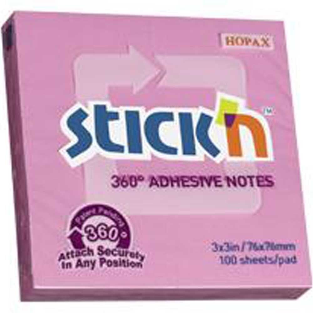 Hopax Stıckn Yapışkanlı Not Kağıdı 360° 100 YP 76x76 Pembe