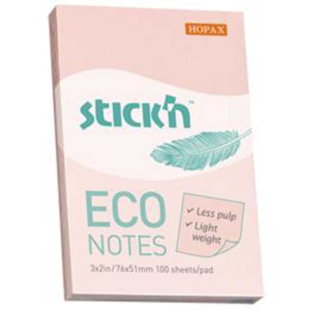 Hopax Stıckn Yapışkanlı Not Kağıdı 100 YP 76x51 Eco PaStel Pembe