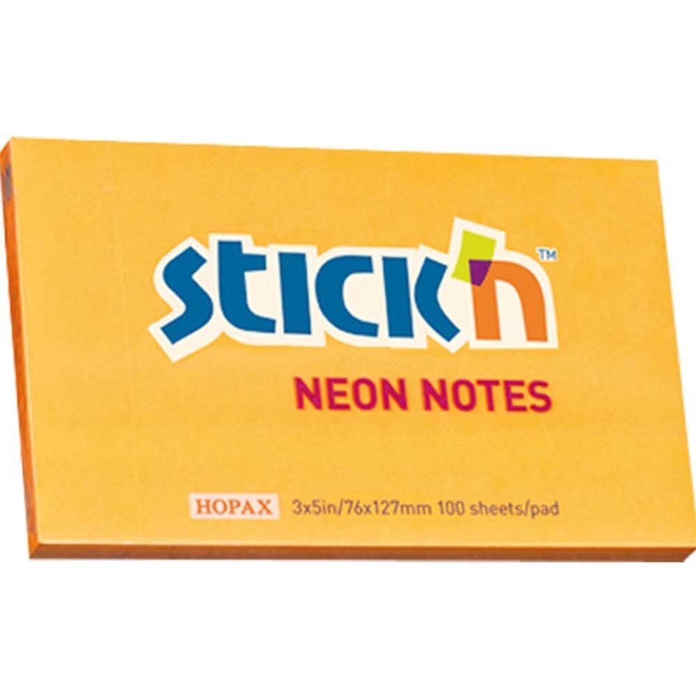 Hopax Stıckn Yapışkanlı Not Kağıdı Neon Turuncu 76x127 MM 100 YP