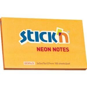 Hopax Stıckn Yapışkanlı Not Kağıdı Neon Turuncu 76x127 MM 100 YP