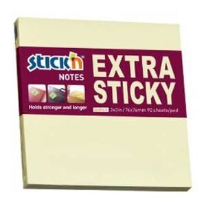 Hopax Stıckn Yapışkanlı Not Kağıdı Extra 90 YP 76x76 Pastel Sarı