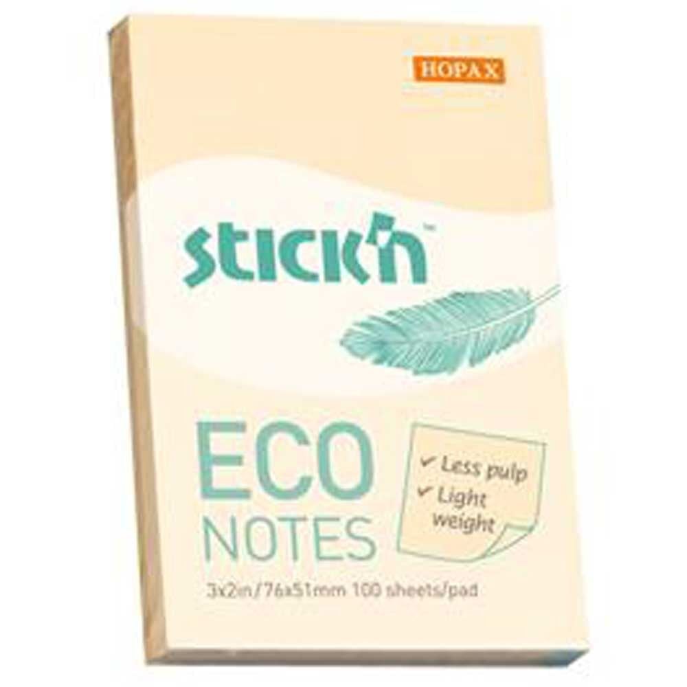 Hopax Stıckn Yapışkanlı Not Kağıdı 100 YP 76x51 Eco Pastel Sarı