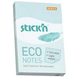Hopax Stıckn Yapışkanlı Not Kağıdı 100 YP 76x51 Eco Pastel Mavi