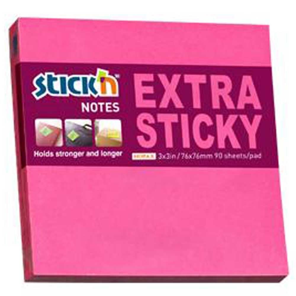 Hopax Stıckn Yapışkanlı Not Kağıdı Extra 90 YP 76x76 Neon Pembe