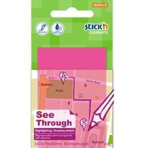 Hopax Stıckn Yapışkanlı Not Kağıdı Yarı Saydam 50 YP 76x51 Neon Pembe