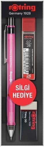 Rotring Visuclick Versatil Uçlu Kalem Seti 0.7 mm Kalem+Silgi+Uç Pembe