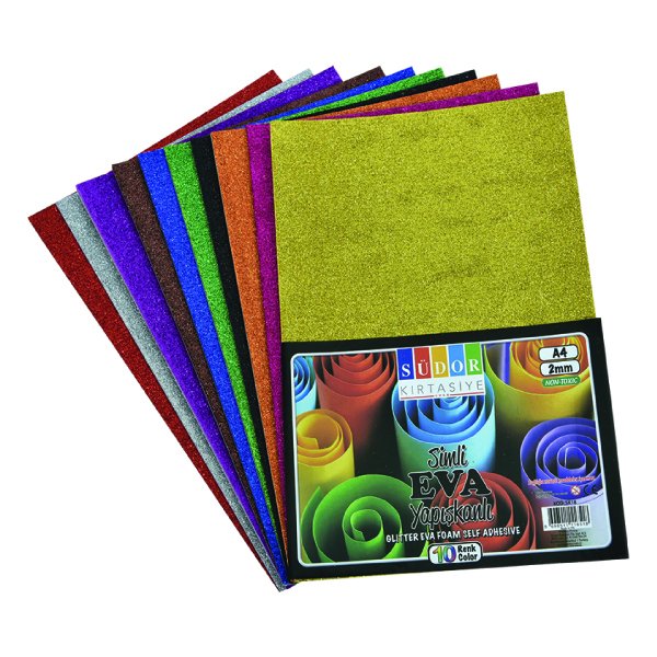 Südor Eva A4 2mm 10 Renk Simli Yapışkanlı