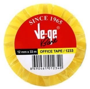 Ve-Ge Selefon Bant Sarı Şeritli 12mm x 33m