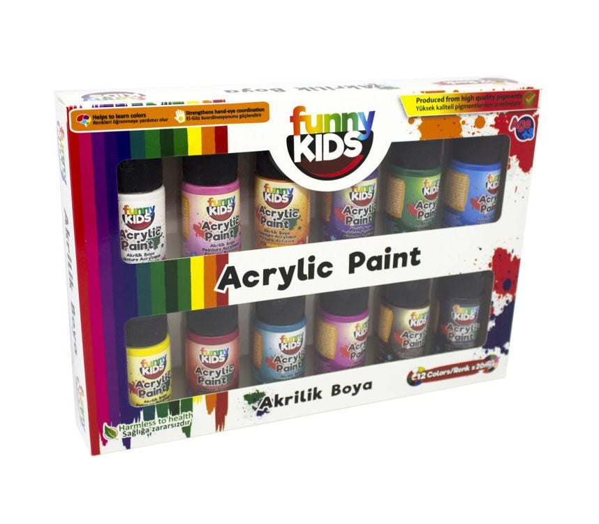 Funny Kids Akrilik Boya 12 Li Set 20 ML