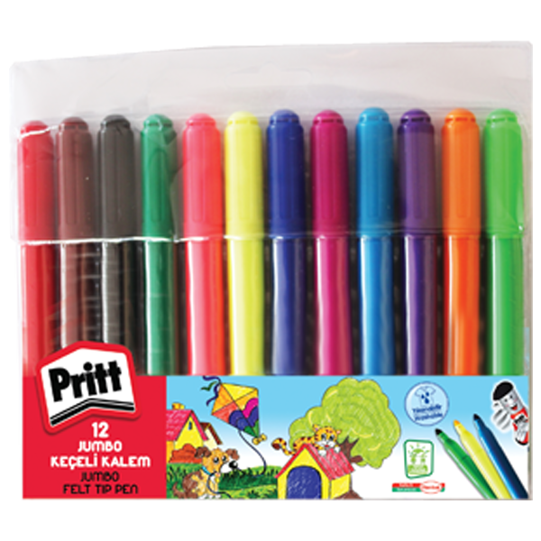 Pritt Keçeli Boya Kalemi Jumbo Yuvarlak Uç 12 Renk