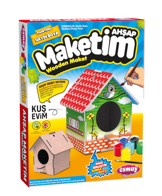 Ahşap Maket Boyama Kuş Evim