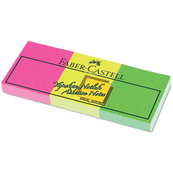 Faber Castell Yapışkan Notluk 50X40mm 3lü Fosforlu 100'lü