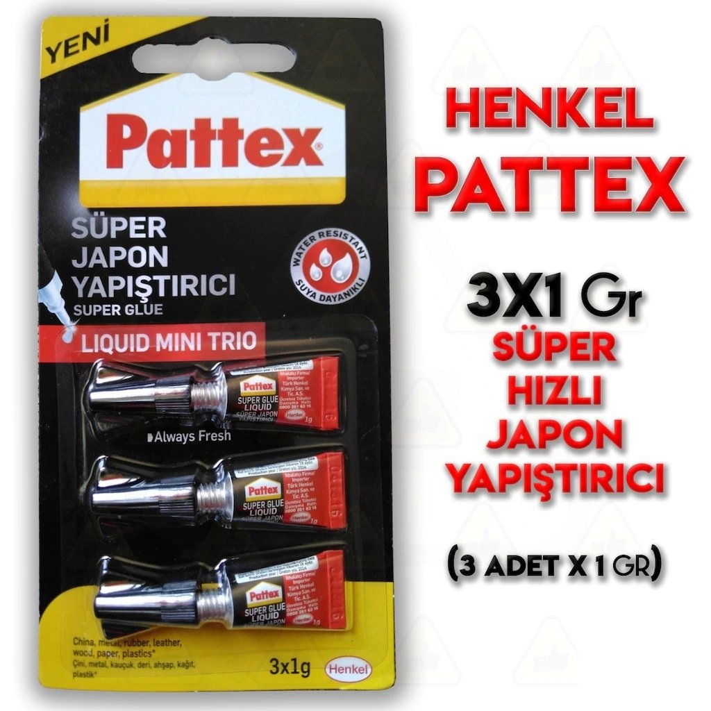 Pattex 3x1 gr Süper Hızlı Japon Yapıştırıcı Mini Trio 3\'lü
