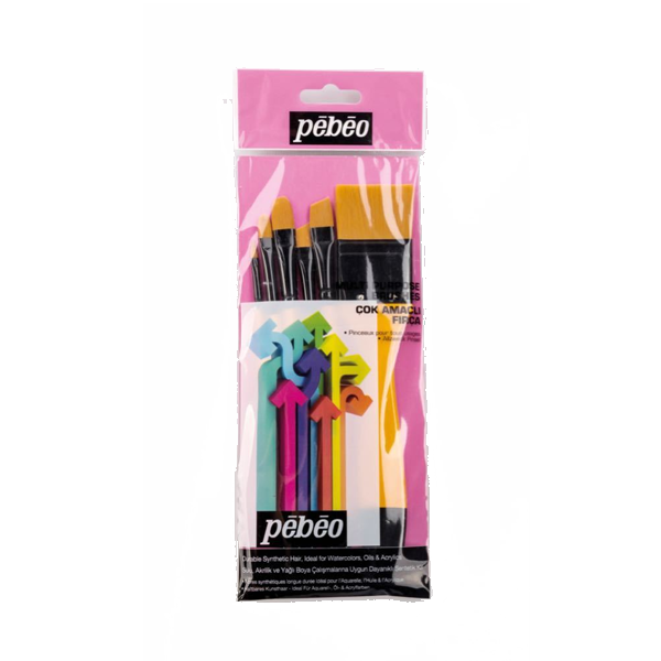 Pebeo 6'lı Fırça Seti Düz Kesik-Angular-Zemin