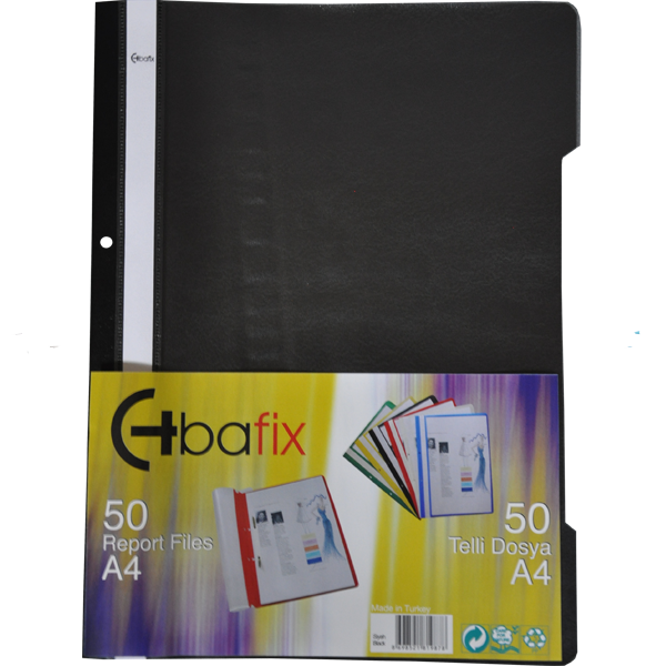 Bafix Telli Dosya Plastik A4 50'li Siyah