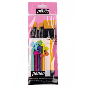 Pebeo 6'lı Fırça Seti Düz Kesik Kısa Saplı No:0-2-4-10-12-18