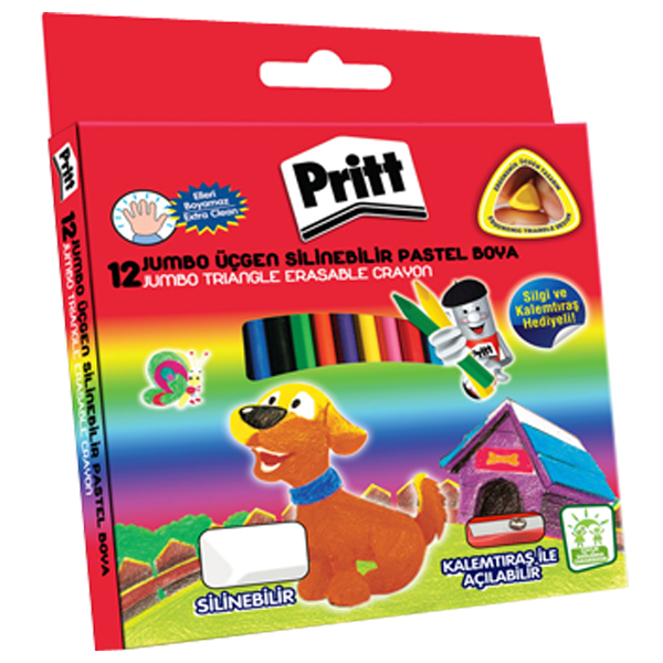 Pritt Pastel Boya Jumbo Silinebilir Üçgen 12'li