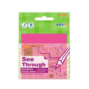 Hopax Stıckn Yapışkanlı Not Kağıdı Yarı Saydam 50 YP 76x76 Neon Pembe