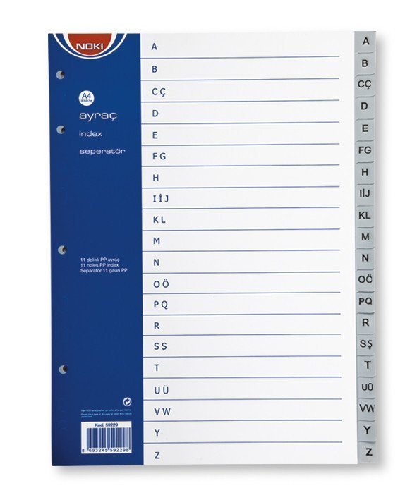 Noki Ayraç Pp Seperatör A-Z Türkçe Harf