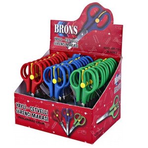 Brons Öğrenci Makası Yaylı Cetvelli