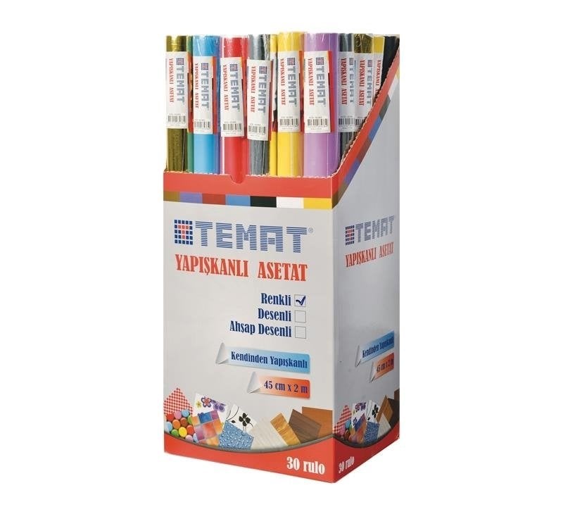Temat Dijifix Yapışkanlı Asetat Rulo Renkli 45 cm x 2 mt